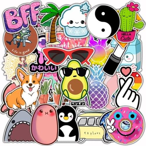 10/30/50PCS Cartoon Girl Cute Animal Small Fresh Graffiti Sticker Scooter Laptop Helmet Waterproof Decoration Toy Wholesale
