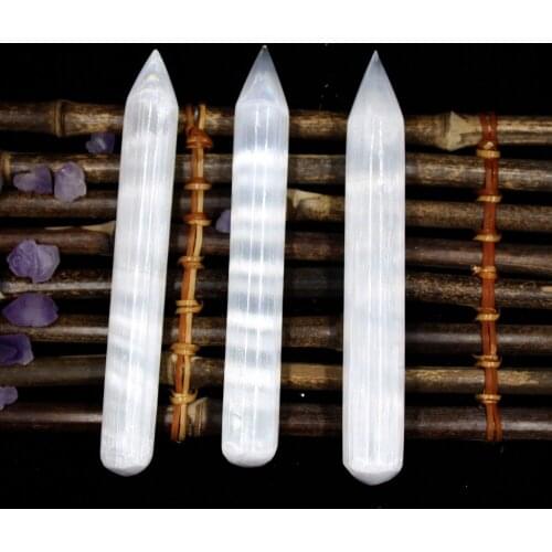 Natural White Selenite Wand Point Healing Reiki Mediation Mineral Crystal Specimen 1pc