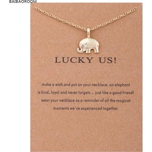 12pcs Fashion Gold Palted Lucky Us Elephant Chain Necklace Women Jewelry