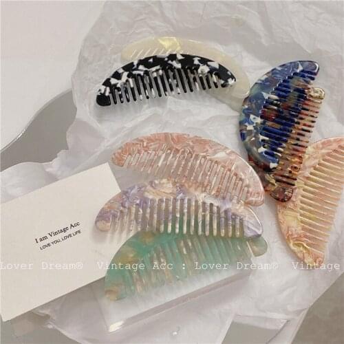 Portable Colorful Wash Hair Comb Retro Acetic Acid Hair Comb For Woman Girls Mini Small Style