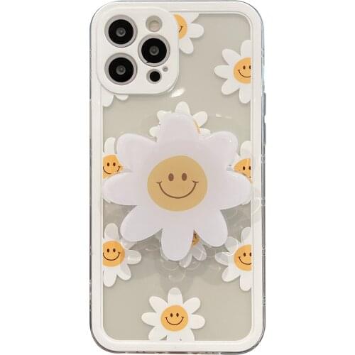 Refresh Daisy Stand Transparent Case for iPhone 12 Pro Max Back Phone Cover for 12 Mini 11 Pro Max X XS XR 8 7 Plus SE 2020 Capa