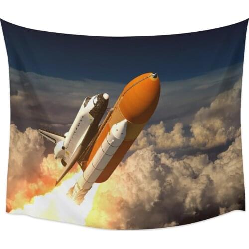 Rocket Flame Sky Clouds Tapestry Wall Hanging Home Wall Decor Blanket Bedroom Tapestry Yoga Mat