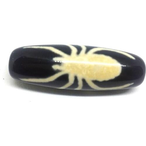 Rare Patterns Spider Black and White Color Natural Agate 12mm*38mm Amulet Tibetan Dzi Beads for Bracelet DIY Jewelry Making