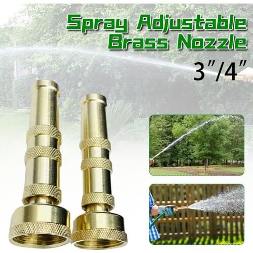 3"/4" Adjustable Twist Hose Nozzle Heavy-Duty Brass Nozzle Sprayer for Garden Water Guns Car Washing Watering Supplies Tools