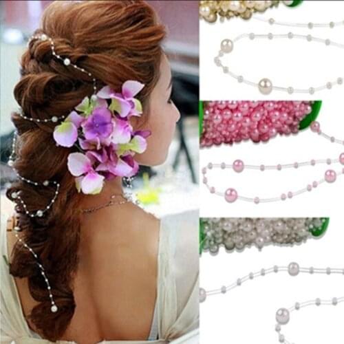 5 Yards 3-8mm Fishing Line Artificial Pearls Flower Beads Chain Garland Flowers Wedding Party Decoration Pearl Trim