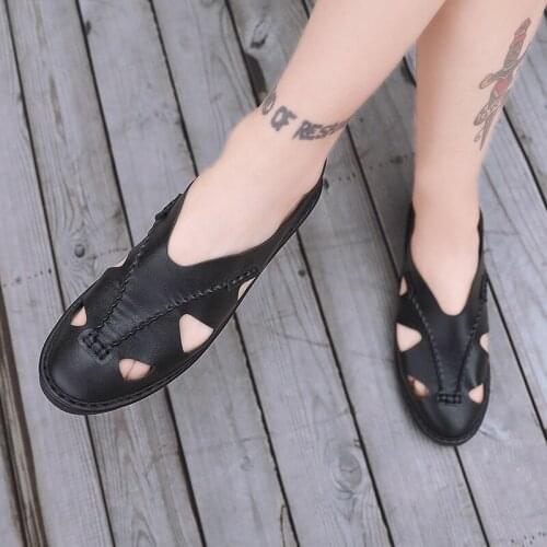 Sandalias Piel Hombre Mens Roman Sandals Platform Genuine Leather Men For Summer Hole Large Casual Big Sandal Shoes Samool