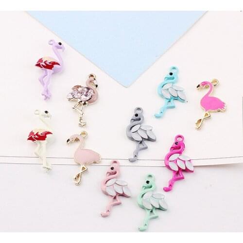 DIY alloy jewelry accessories Flamingo diamond earrings earrings bracelets necklace pendant Pendant Earrings