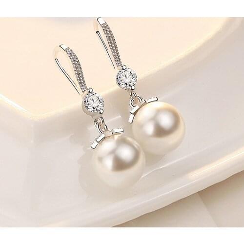 Pearl Earrings Women Copper Plated New Trendy Earrings Female Fashion Ears Jewelry Party Body Crystal Rhinestone Accessories