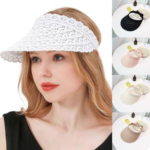 Women Fashion Lace Hat Sunscreen Leisure Hat Large Beach Hats Summer Protection Cap Lace Panama Hats For Girls