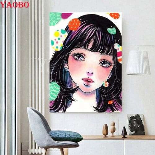 Rhinestone painting DIY Diamond painting Cartoon cute little girl 5D cross stitch full square diamond embroidery crystal decor