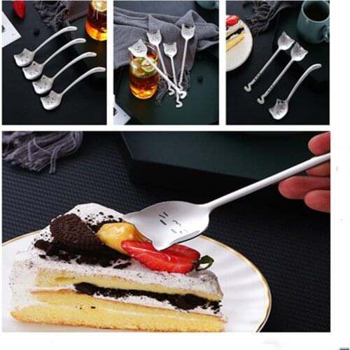 Creative Tea-spoon For Coffee Long Tail Cat Coffee Spoon Long Handle Spoon Birthday Gift 304 Stainless Steel Tableware