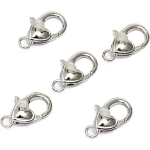 10pcs/lot 22x12mm Heart Lobster Clasps Hooks End Clasps Connectors For Necklace Bracelet Jewelry Making Accessories Wholesale