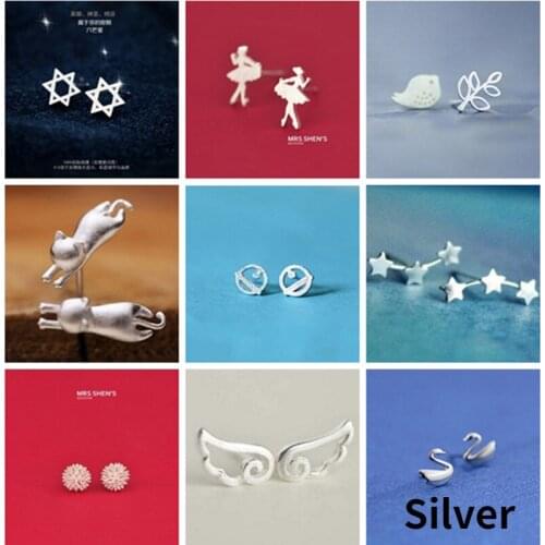 2021 New Allergy Free 32 Style Optional Geometry Shape Stud Earrings for Women Ladies Small Earrings Fine Jewelry Wholesale