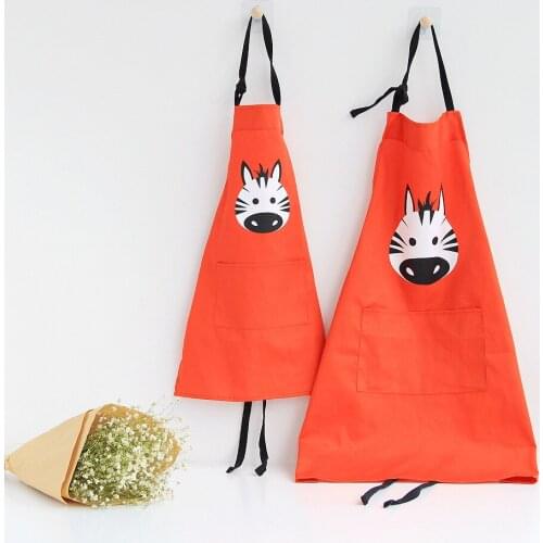 1pcs Zebra Deer Giraffe Pattern Woman Kitchen Apron Adult Children Pocket Bibs Home Cooking Baking Shop Cleaning pinafore 46191