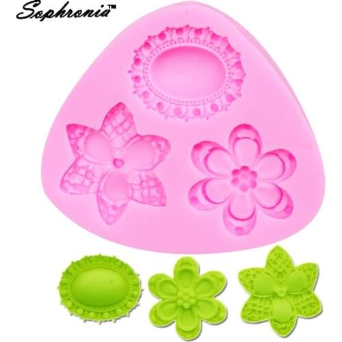 10PCS/SET M217 Flower Jewelry Silicone Mold Wedding Fondant Cake Decorating Tools Gem Cake Border Gumpaste Chocolate Moulds