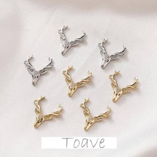 14K bag golden deer head water-encrusted diamond zircon pendant diy earpiece hand for material accessories