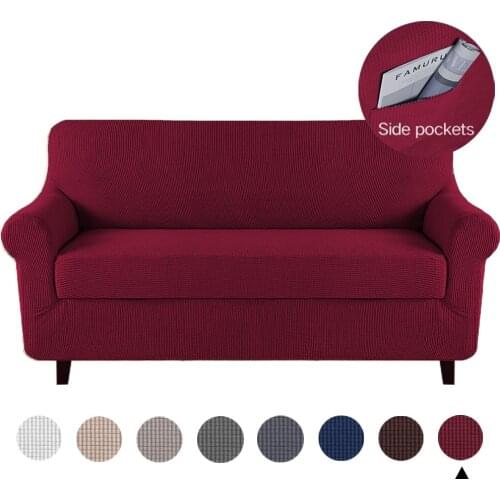 2pcs Jacquard Stretch Sofa Cover for Living Room Elastic Sofa Slipcover Sectional Couch Cover Furniture Protector