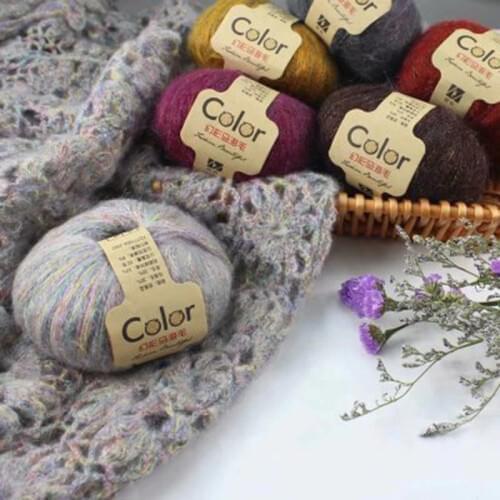 50g/roll Blended Mohair Wool Yarn Knitting Woven Sweater Weaving Shawl Crochet Yarn For Home DIY Knitting Soft Baby Clothes Yarn