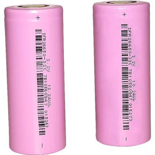 Hixon 2pcs 3200mAh Unprotected 26650 Rechargeable Battery with LiFePO4 Battery Cell
