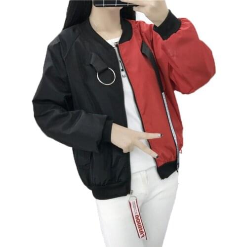 Basic Womens Jacket Windbreaker New 2020 Spring Autumn Colorblock Large Size Loose Fashion Baseball Uniform Sportswear Outwear