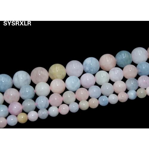Free Shipping Charm Colorful Morgan Stone Round Loose Beads For Jewelry Making DIY Bracelet Necklace 6 8 10 12 MM Strand 15