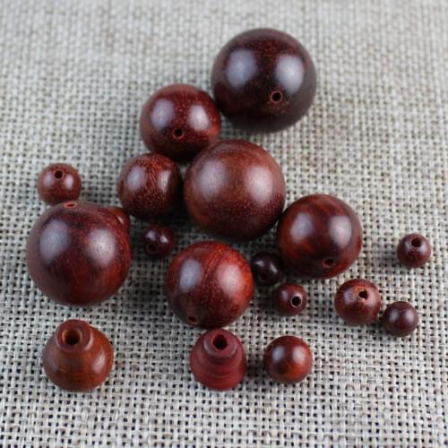 50pcs/lot Great Quality Natural Wood Beads 6 8 10 12 15 18 20mm Zambia Lobular Red Sandalwood Spacer Beads For Jewelry Making