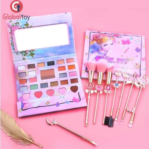 Sailor Moon Comestic Lazy Eyeshadow Palette Powder Blush Eye Shadow Palette Pink Earth tones 5 in 1 Eye Shadow Baby Comestic Toy