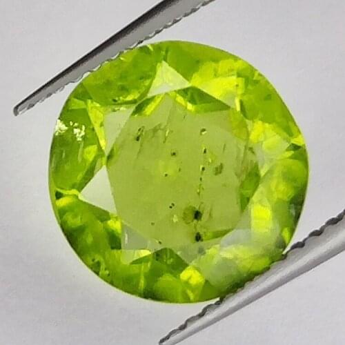 Gem gemstone GREEN PERIDOT Round Faceted 3.8ct. 10x10mm