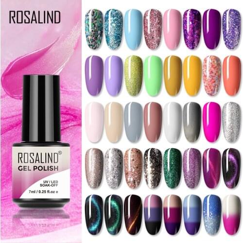 ROSALIND Nail Polish Glitter Series Gel Polish All For Manicure Nails Art UV LED Soff Off Gel Semi PermanentHybrid Varnishes