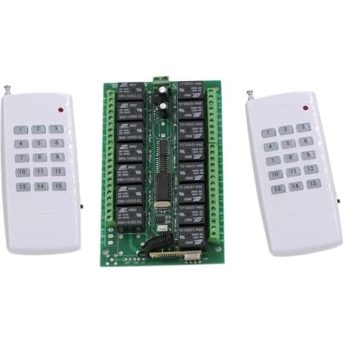 Hot Sale DC 24V 15CH RF Wireless Remote Control Switch System 2 X Transmitter + Receiver 315/433MHZ Momentary Latched Toggle