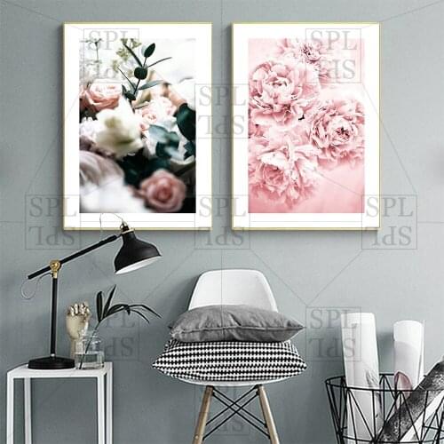 Pink Flowers Canvas Painting Home Decoration Wall Pictures for Living Room Modern Plant Posters and Prints Romance Banquet Art