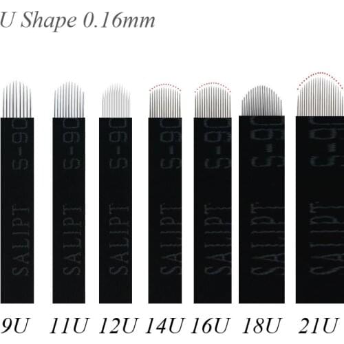 Lamina 0.16mm 9/11/12/14/16/18/21U Shape Permanent Makeup Eyebrow Tattoo Needles Blade For 3D Embroidery Microblading Tattoo Pen