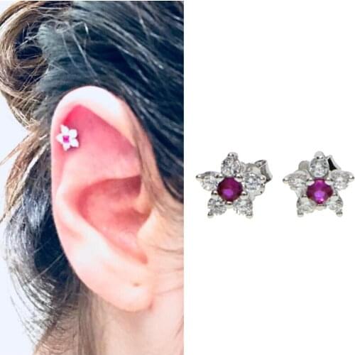 Minimal Delicate 925 Sterling Silver White Red Colorful CZ Studs For Women Girl 2021 Summer New Fashion Trendy Geometry Earrings