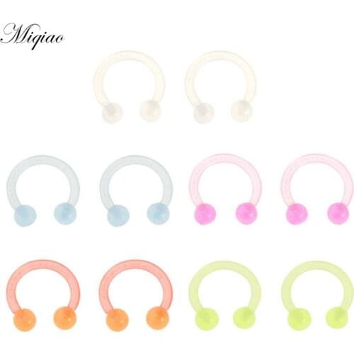 Miqiao 2pcs Fashion New Acrylic U-shaped Luminous Nose Ring C Rod Hose Round Nose Ring Body Exquisite Piercing Jewelry