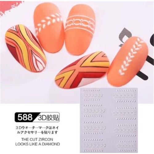 Fashion Hot Selling 6D DIY Cubic Engraved Nail Sticker Partysu Water Slide Wet Nail Decals Nail Art Manicure Women Girls Gifts