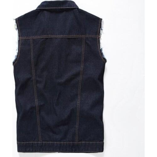 Chaleco Hombre Summer New Fashion Sleeveless Punk Style Slim Fit Mens Denim Vests Casual Patchwork Personalized Waistcoat