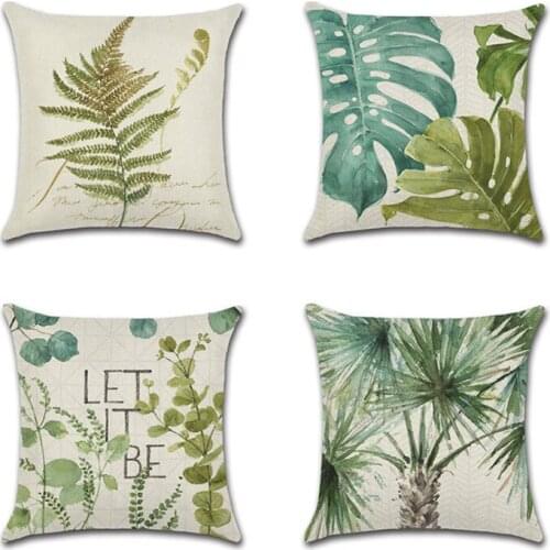 Tropical rainforest green leaves plant Cushion Cover Decoration Home sofa car chair restaurant seat shop gift friend pillowcase