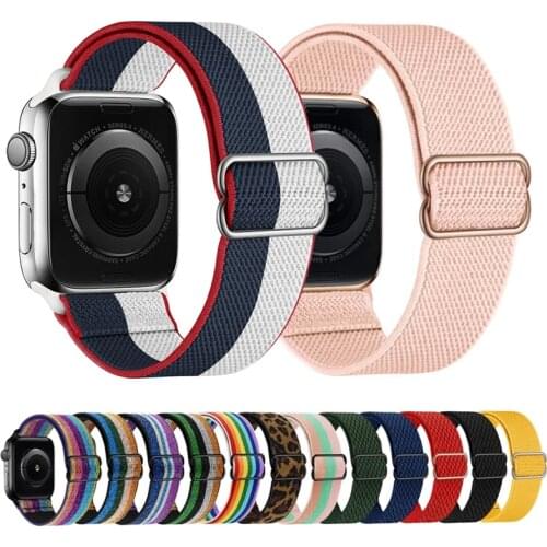 Nylon Loop Strap for Apple Watch Band 6 38mm 40mm 42mm 44mm Iwatch Series 6 5 4 3 2 Bohemia Elastic Watch Replacement Strap