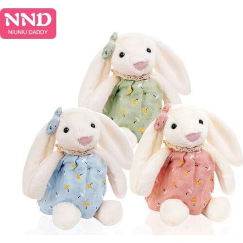 Niuniu Daddy Stuffed Toys Plush Animals Toy Long Ears Baby Bunny Soft Touching With Clothing Kawaii For Children Girls 3 Colors