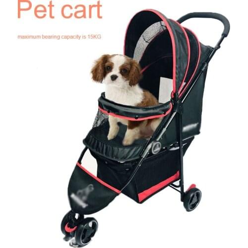 Pet Stroller Carrier For Cats For Dogs Portable Foldable Cat Accessories Four Wheel Transportation Outdoor Travel Travel Scooter