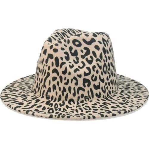 Felt Hat Leopard Flat Brim Wool Simple Fall Vintage Hats Women Hats Sombreros De Mujer Winter Church Hats Chapeau Femme Fedora