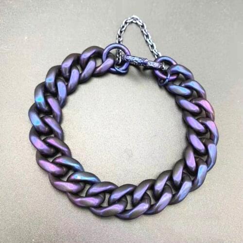 Strongest Solid Titanium Made Cuban Link Chain 14 mm ( Fantastic blue )