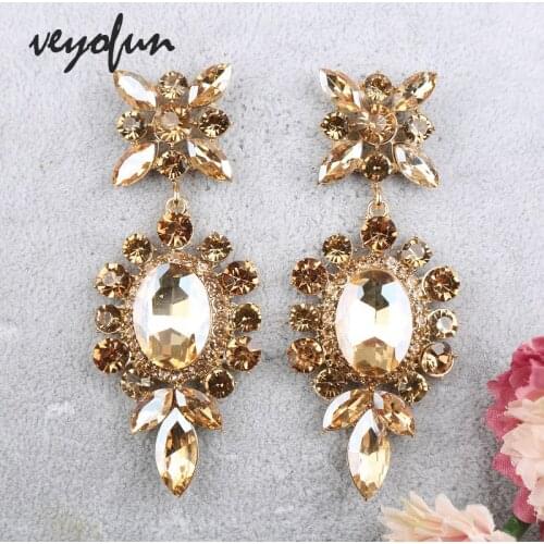 VEYOFUN Vintage Crystal Drop Earrings Luxury Party Dangle Earrings Lead free nickel free Fashion Jewelry for Women New
