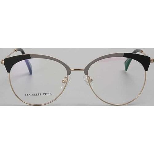 YOUTOP Woman Round Stainless Steel Cat-eye Eyeglasses Optical Fashion Colorful Female Eyewear Prescription Glasses Frame S6817
