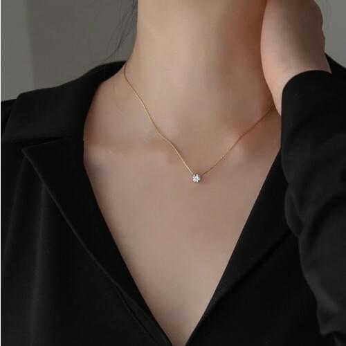YUN RUO Gold Plated Tender Shiny Zircon Pendant Necklace Chain Woman Fashion 316L Titanium Steel Jewelry Stainless Gift Not Fade