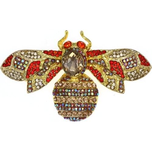 60mm Wholesale Rhinestone Bee Insect Brooch Pin For Women