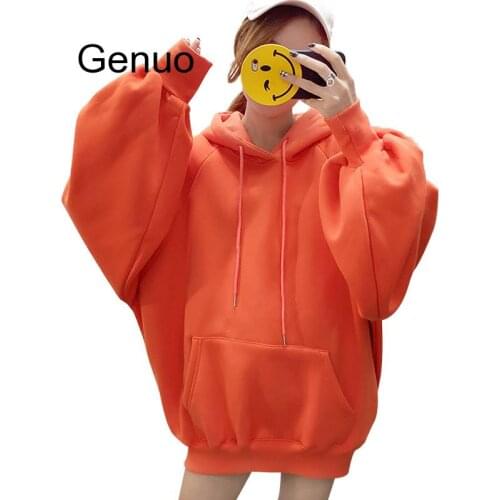 Chic Solid Oversized Hoodie Women Floral O-neck Female Autumn Winter Casual Long Sleeve Pullovers Hoodie Sweatshirts