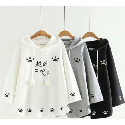 Womens Cloak Casual Hoodies Kitty Cat Letter Print Thin Cape Type Hoodie Sweatshirts Blouse Top Shirt Harajuku Coat Dropshipping