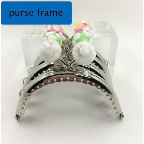 Women DIY coin bag making purse frame silver smooth surface metal clasp colorful ball kiss buckle 10pcs/lot
