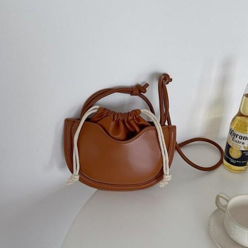 PU Leather Drawstring Saddle Bags for Women 2021 New Designer Ladies Mini Shoulder Crossbody Phone Bags Small Designer Handbags